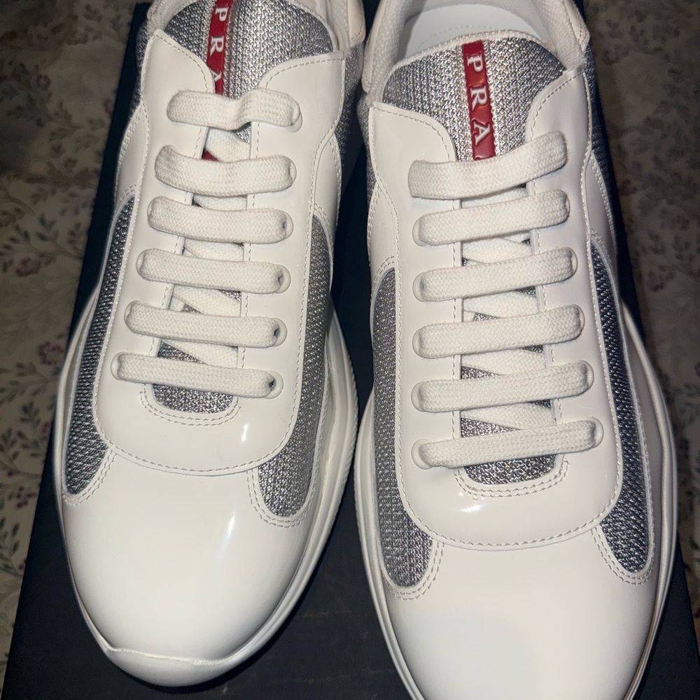 Prada Men's White and Gray Sneakers